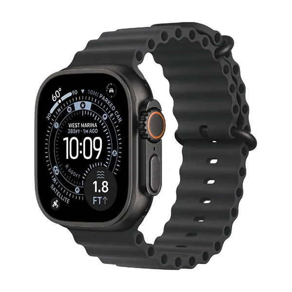 Apple Watch Series Ultra 3 49mm Black Titanium Case with Black Ocean Band One Size